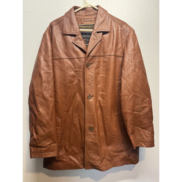 Vintage Wilsons Leather Pelle Studio Mens XL Brown Insulated Leather Jacket Coat - Picture 1 of 16